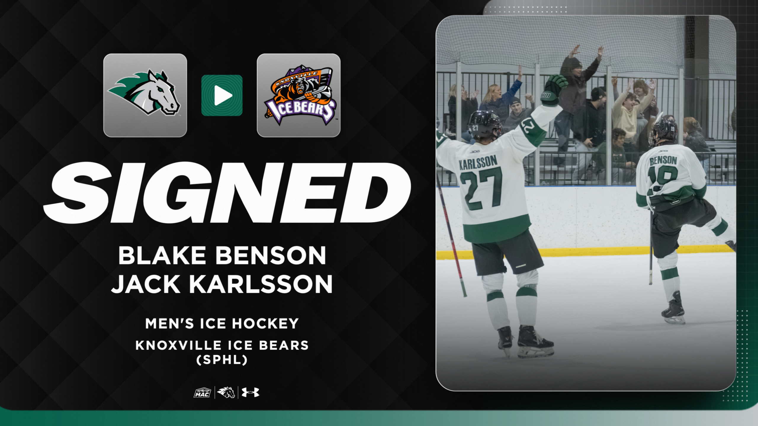 Blake Benson '26 and Jack Karlsson '26 Sign Professional Contracts with Knoxville Ice Bears